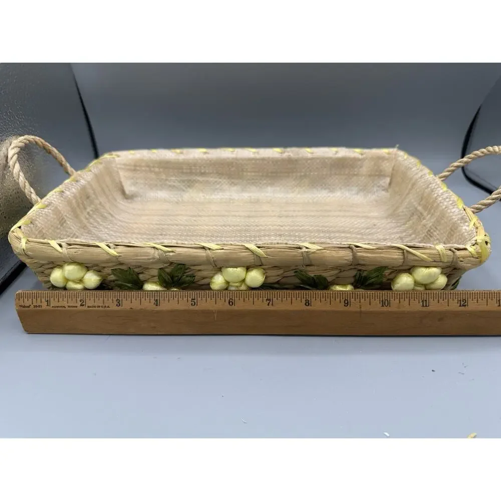 Set of 2 Vintage Wicker Casserole Carrier Trays Hot Dish Holders